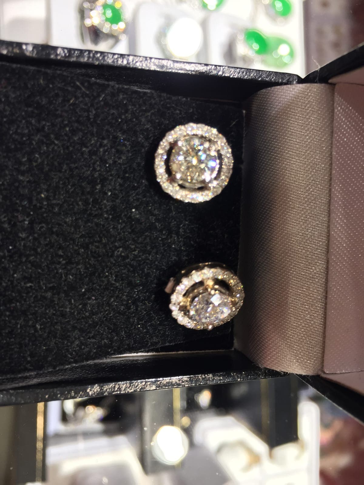Diamond Halo Cluster Stud Earrings