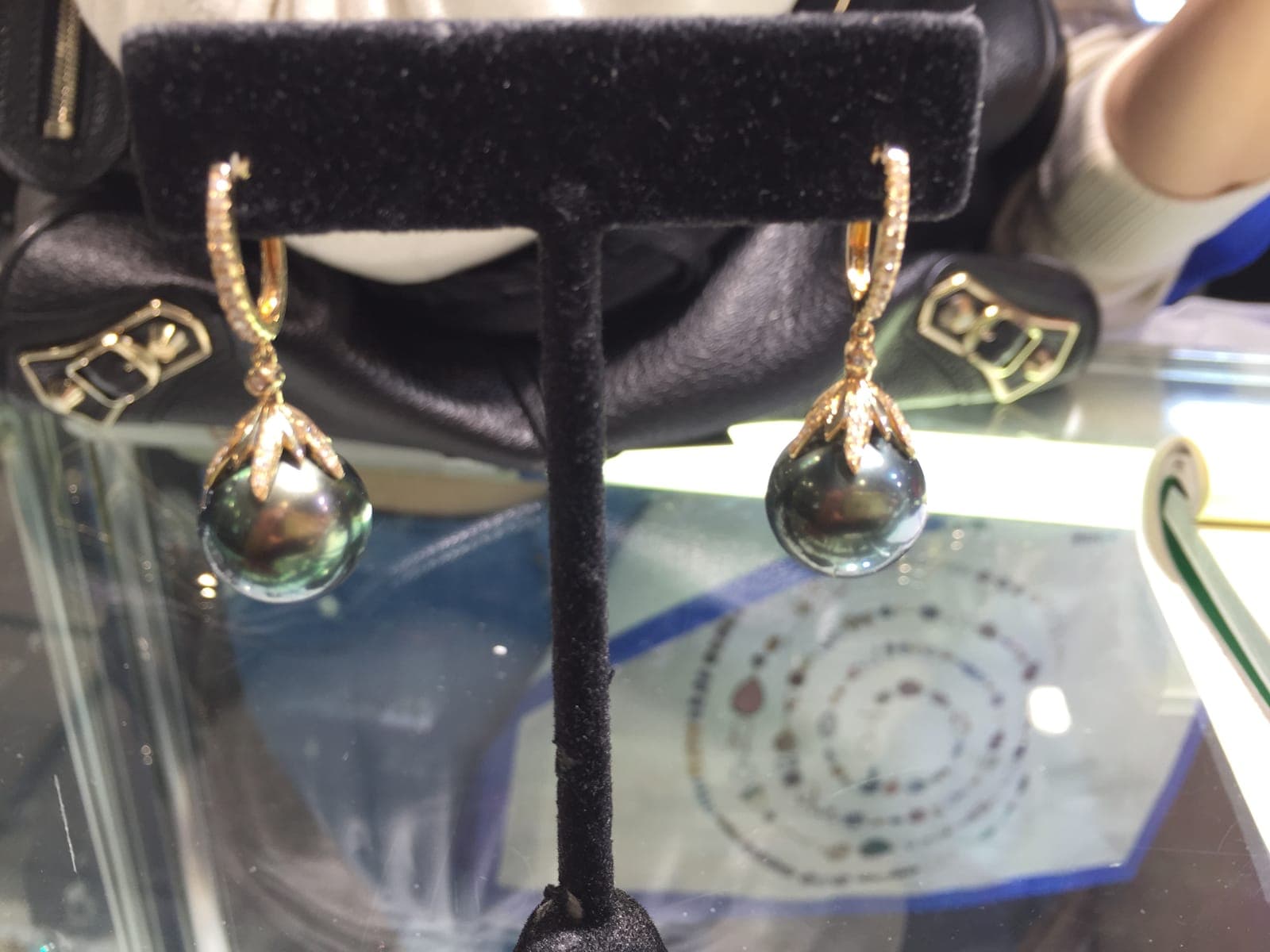Tahitian Pearl & Diamond Drop Earrings