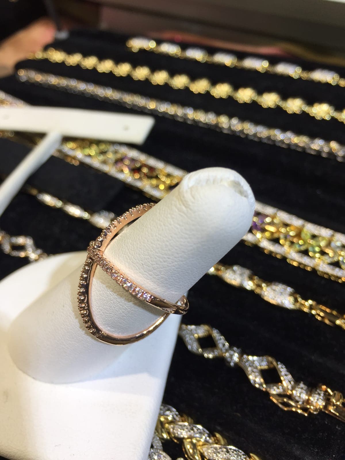 Rose Gold Diamond Chevron Ring