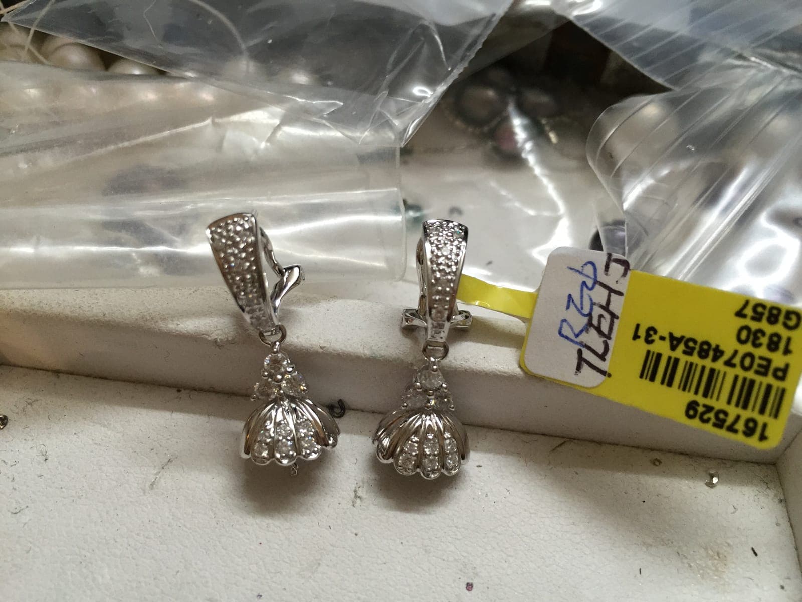 Diamond Bell Drop Earrings
