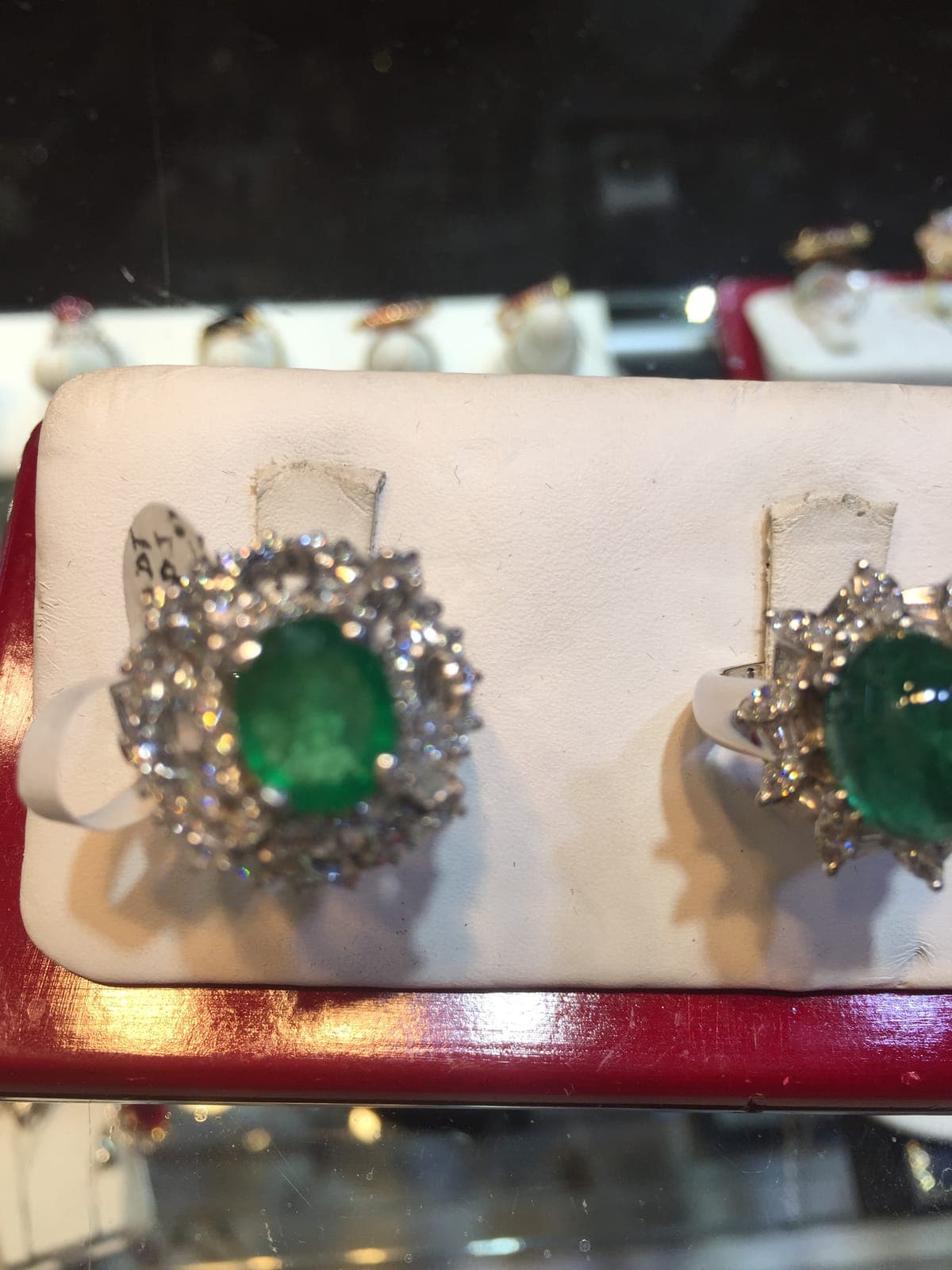 Emerald Cabochon Double Diamond Halo Ring