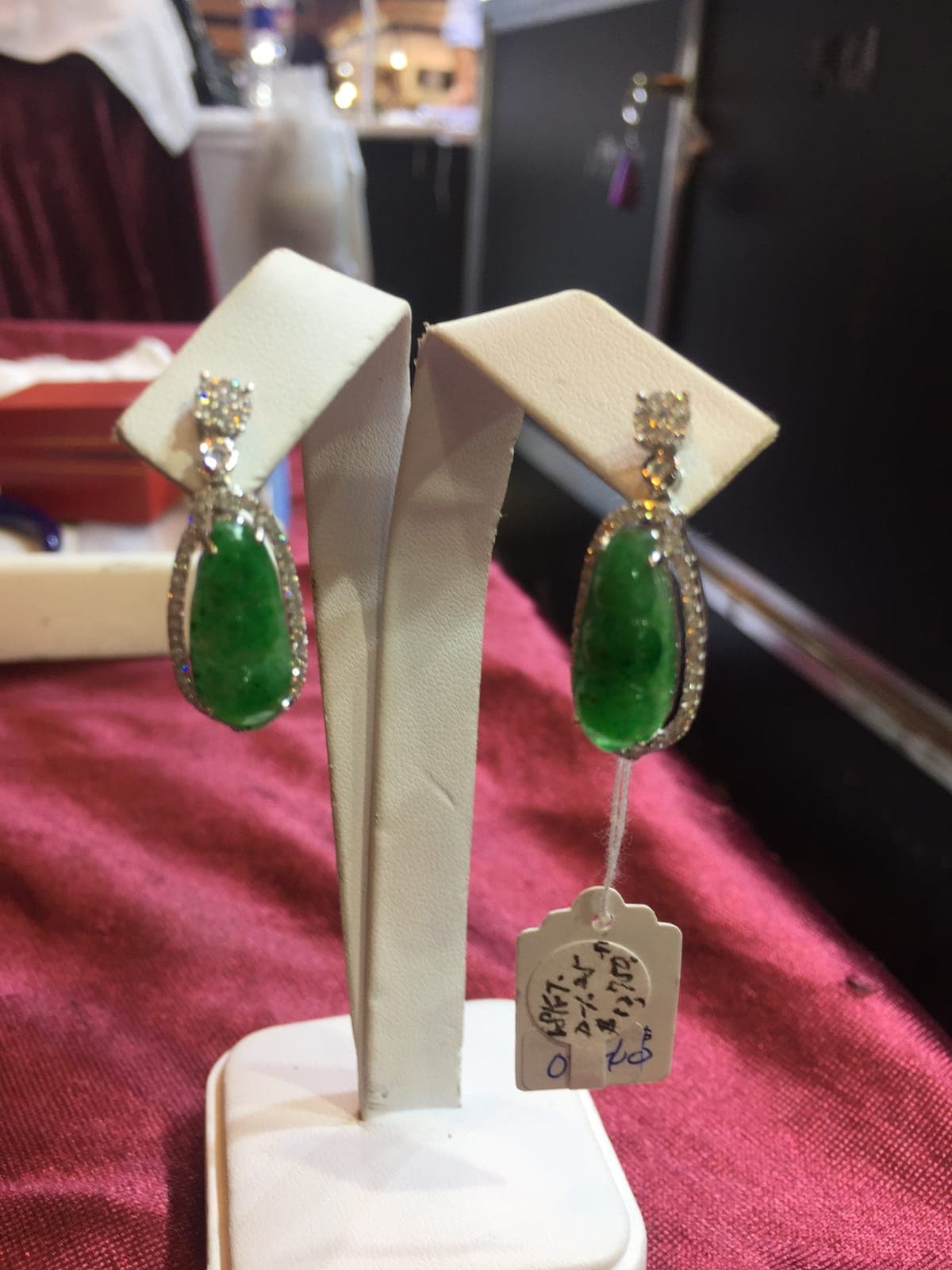 Imperial Green Jadeite Drop Earrings — Diamond Bow