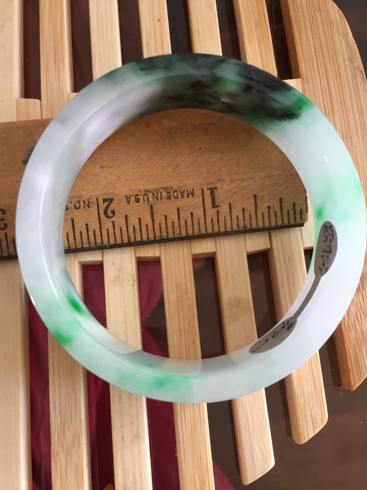 Floating Flower Jadeite Bangle — White & Green
