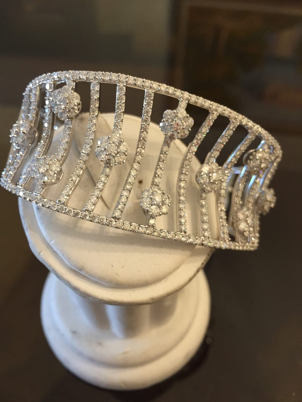 Diamond Open Cuff Bracelet — Lattice Design