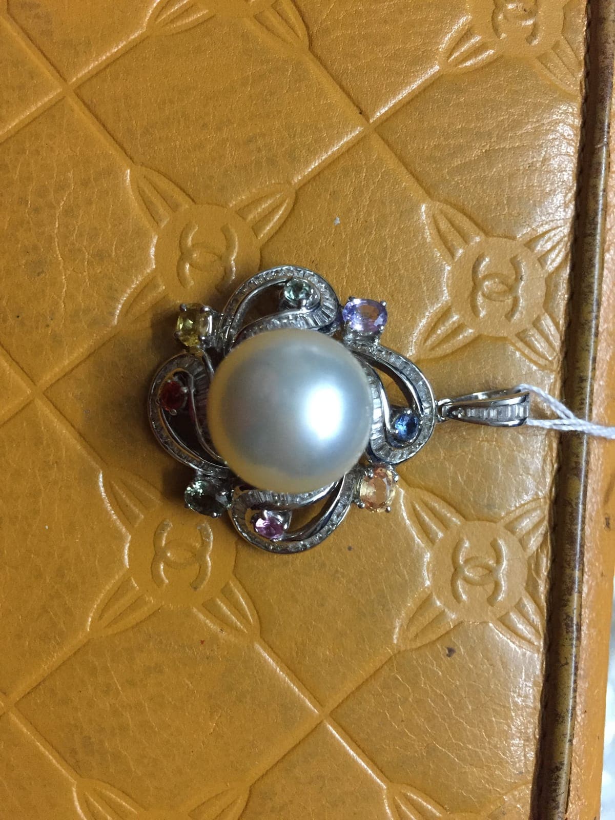 South Sea Pearl & Multi-Sapphire Rainbow Pendant