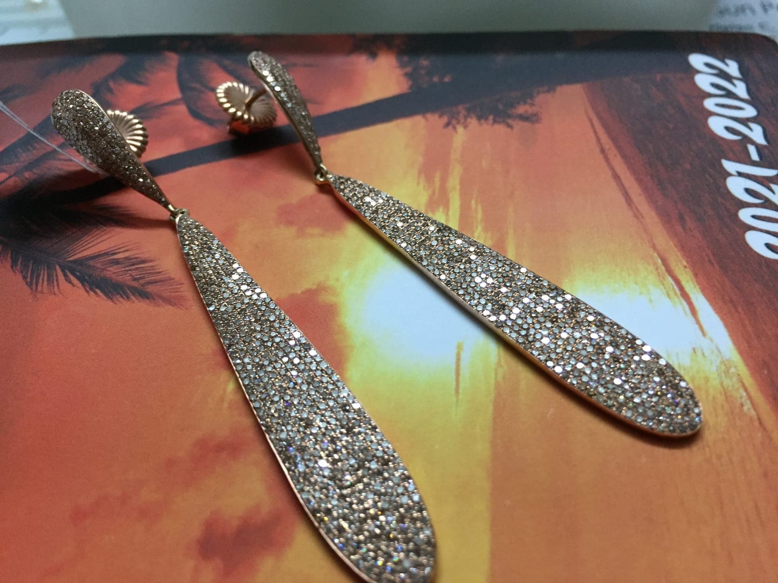 Diamond Pave Elongated Teardrop Earrings