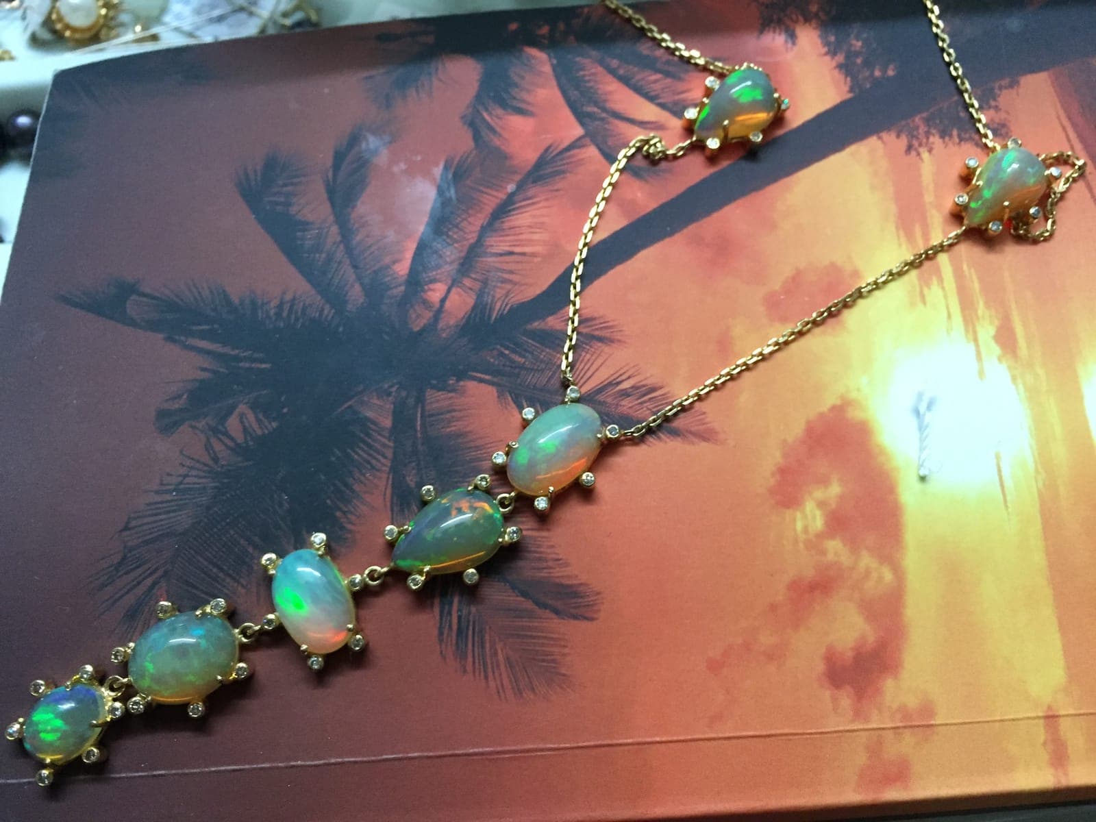 Opal & Diamond Station Bracelet