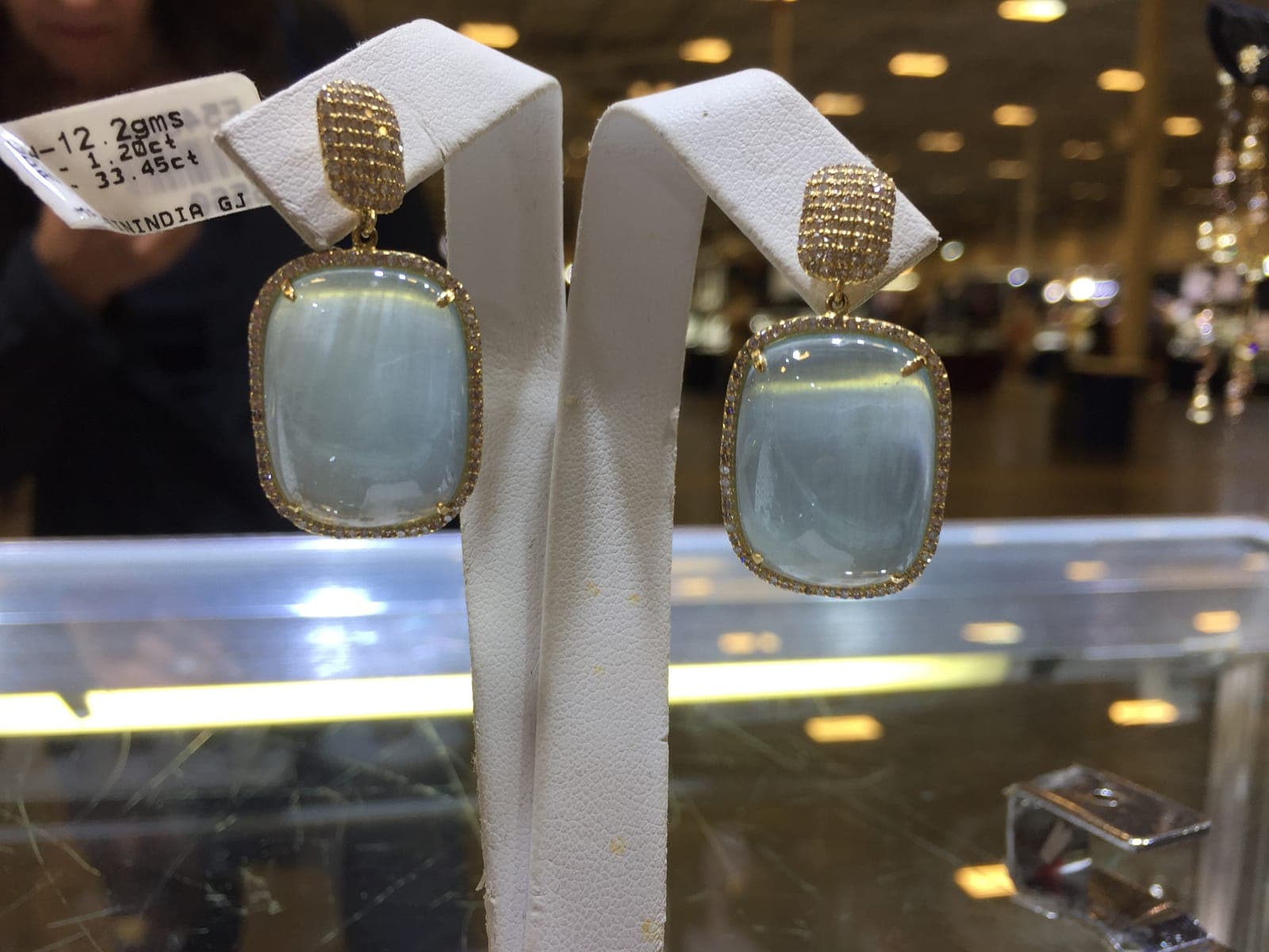 Aquamarine Cabochon & Diamond Drop Earrings