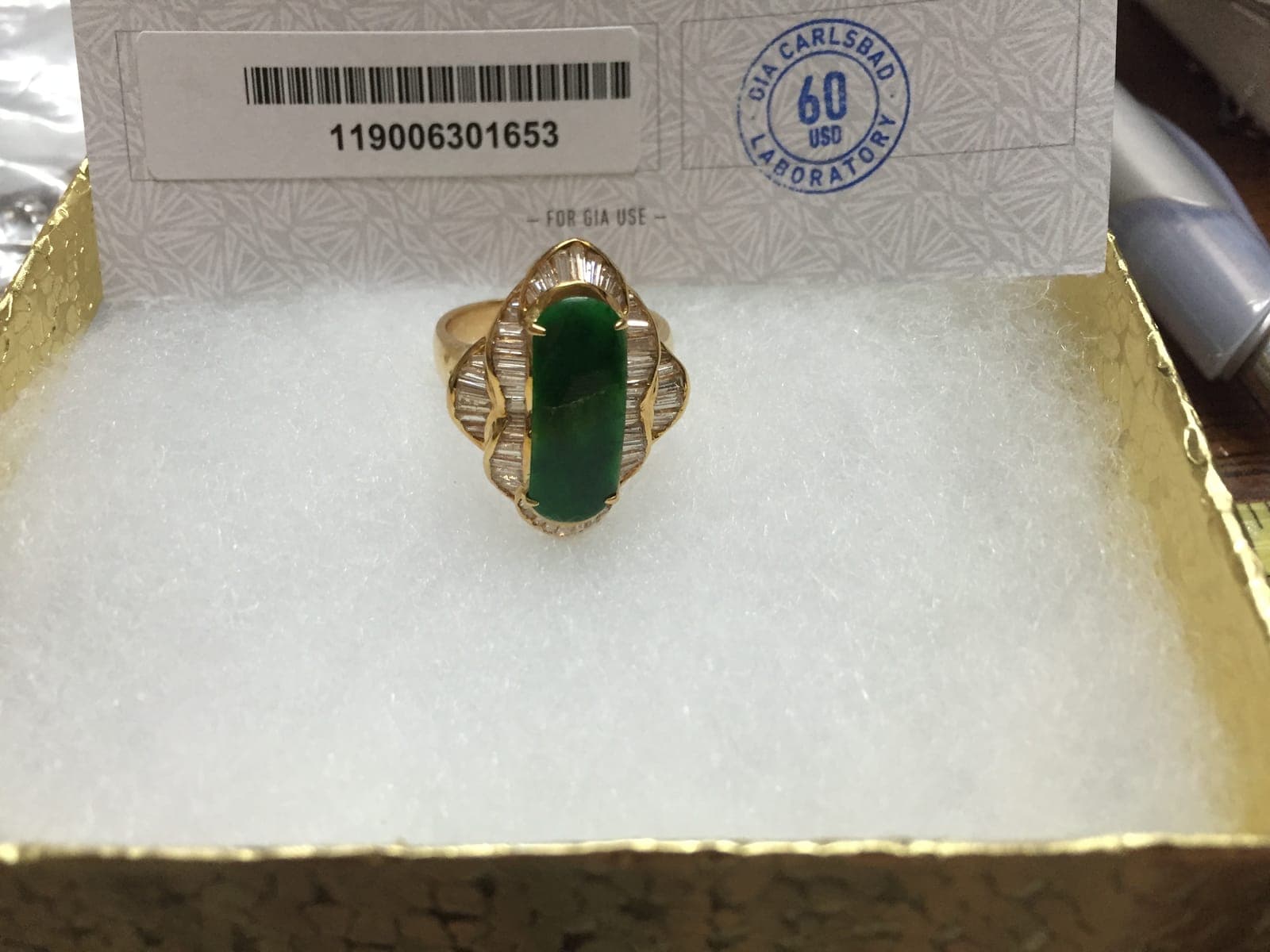 GIA Imperial Green Jadeite & Diamond Ring