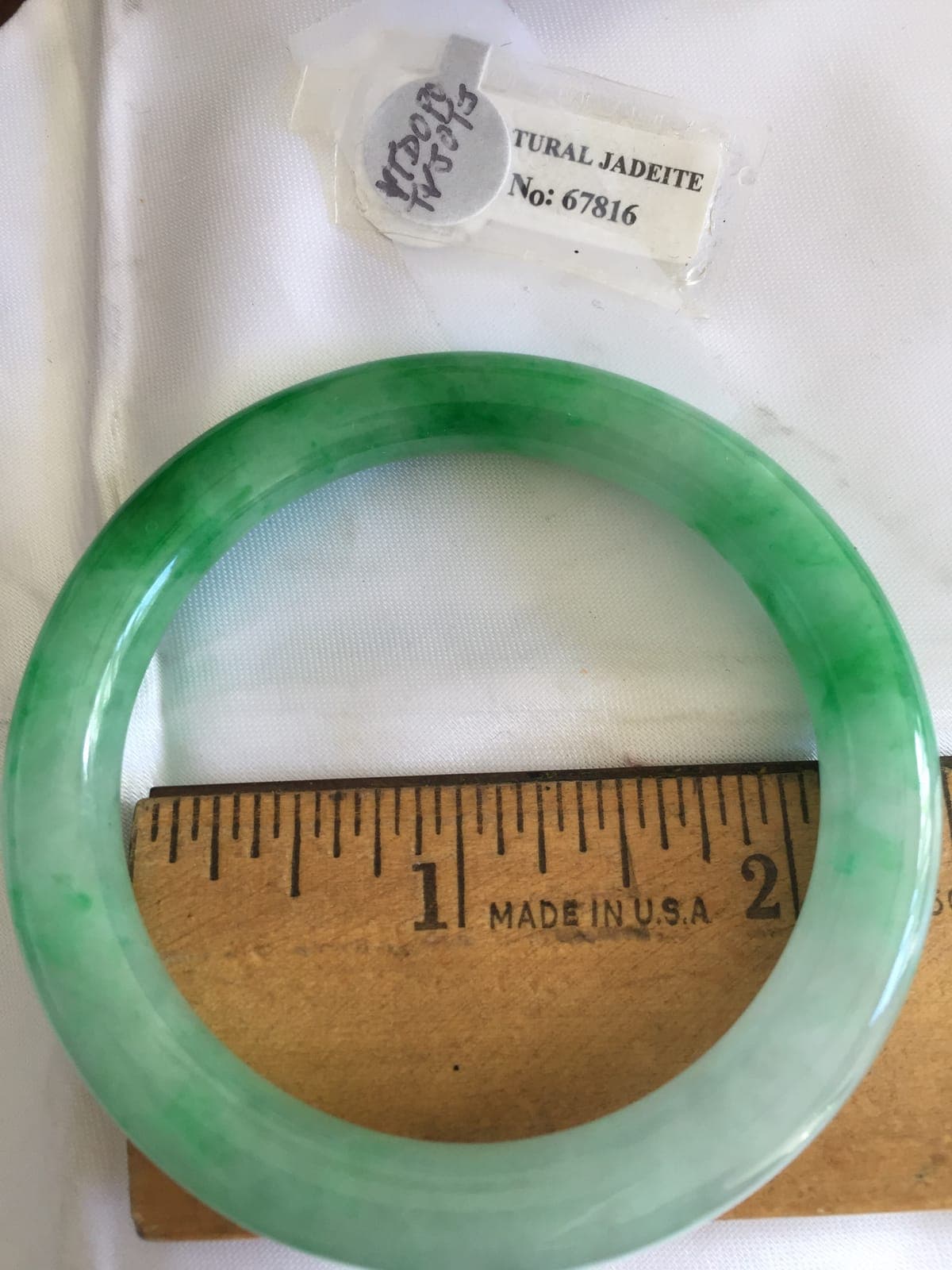 Natural Jadeite Bangle — Green & White
