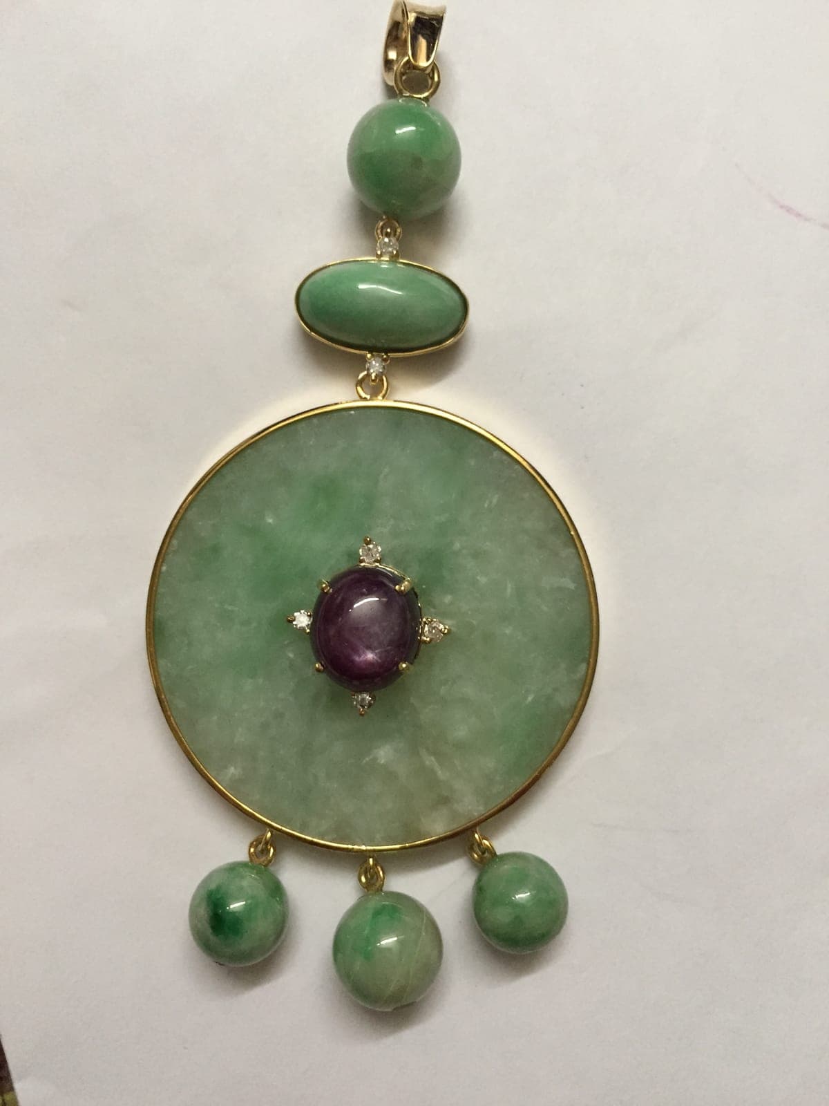 Jade Bi Disc Bracelet with Star Ruby & Diamond