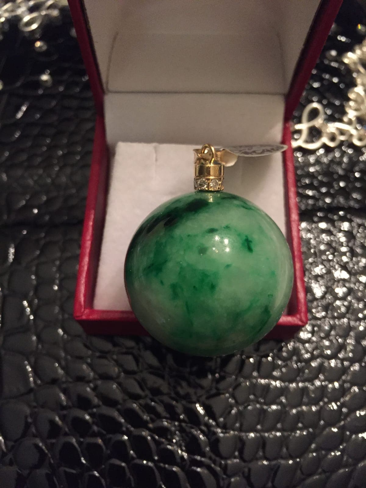 Large Green Jade Sphere Pendant