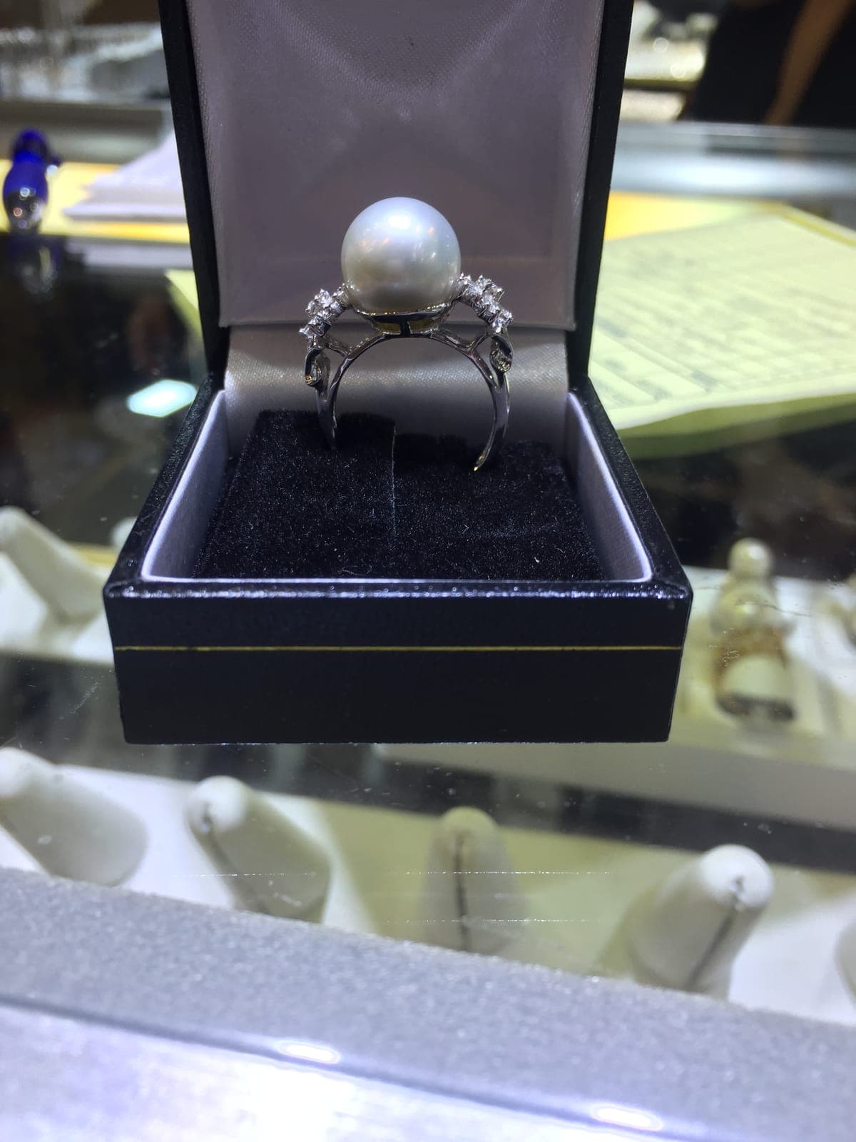 White South Sea Pearl Diamond Halo Ring