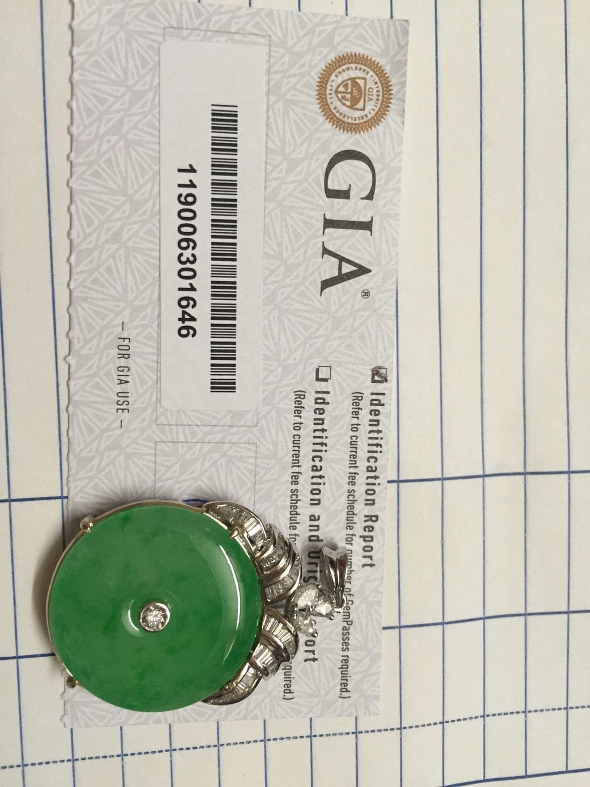 GIA Certified Jadeite Donut Pendant with Diamond Bail