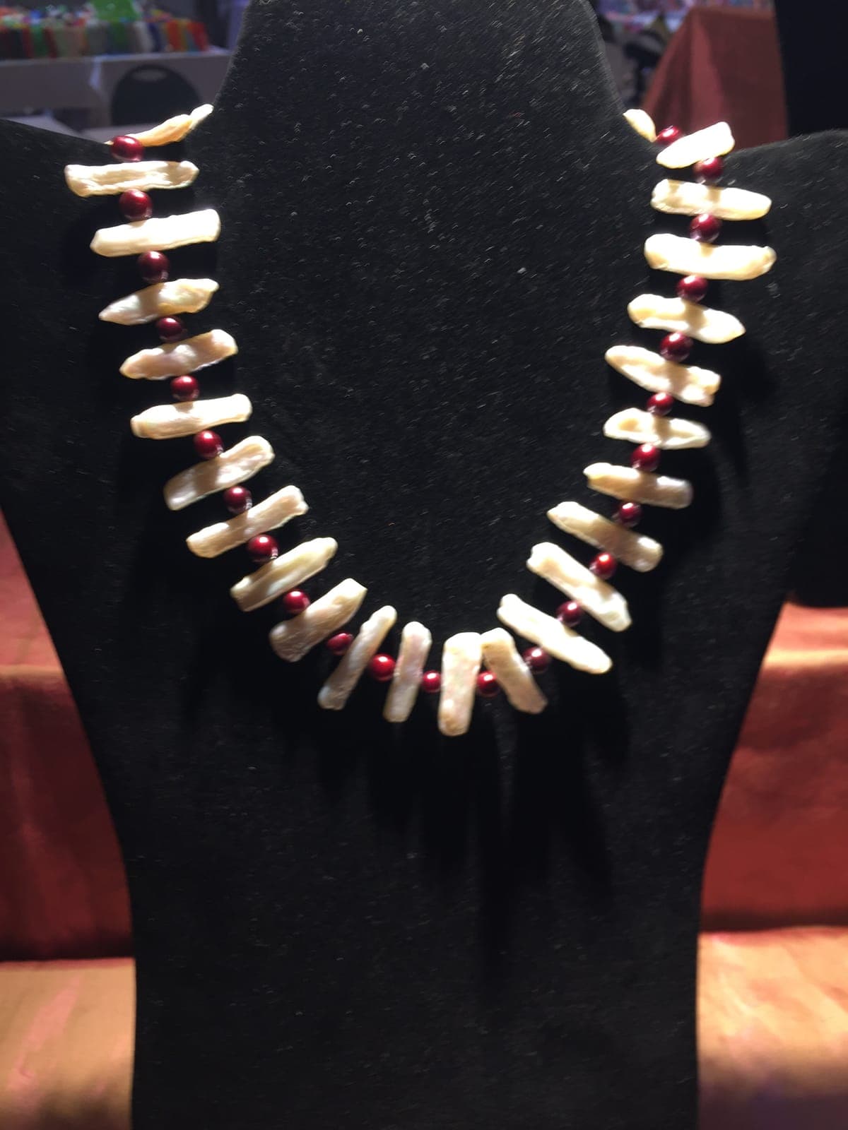 Biwa Pearl & Garnet Bead Necklace