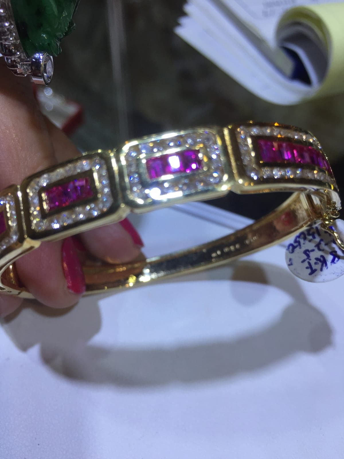 Ruby & Diamond Art Deco Bangle Bracelet