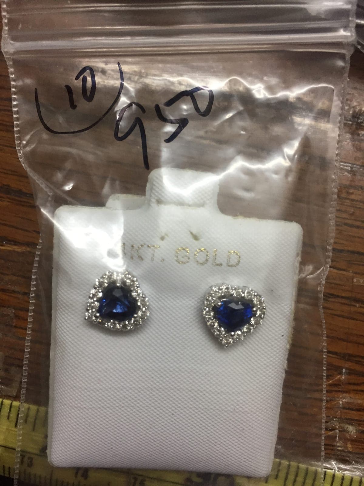 Heart Blue Sapphire & Diamond Halo Stud Earrings