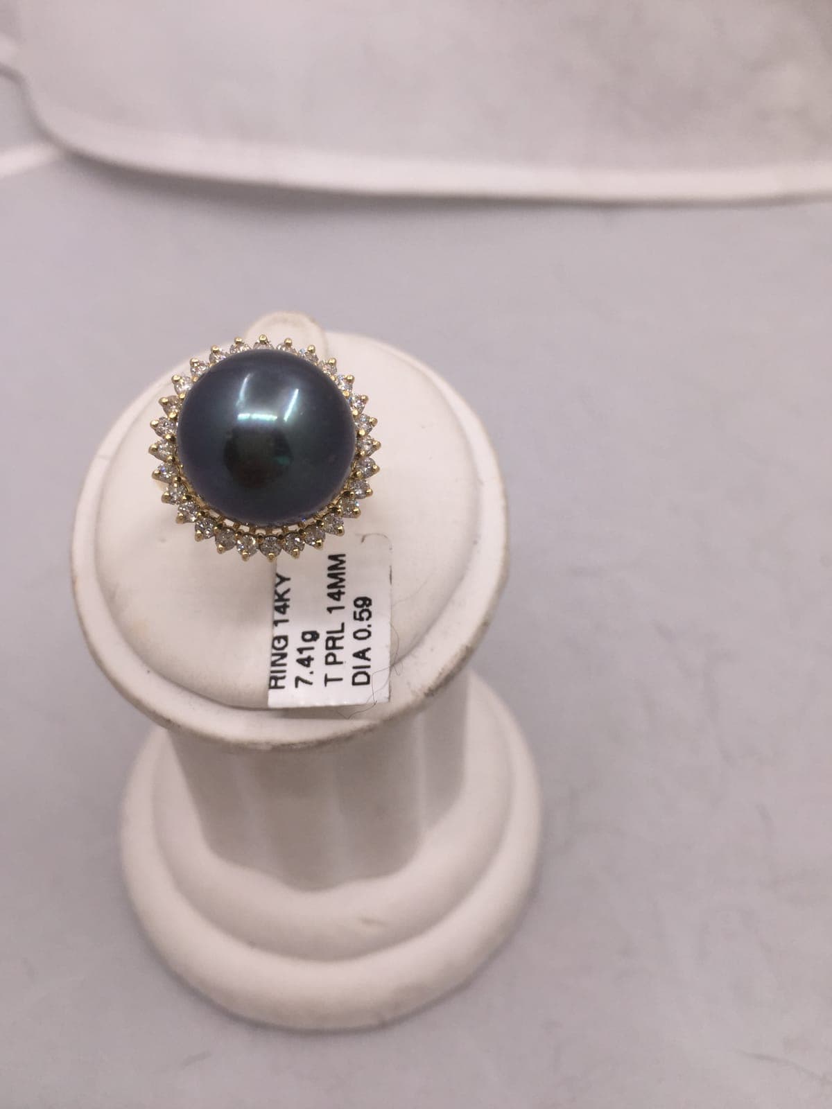 Tahitian Pearl Diamond Sunburst Ring — 14KY