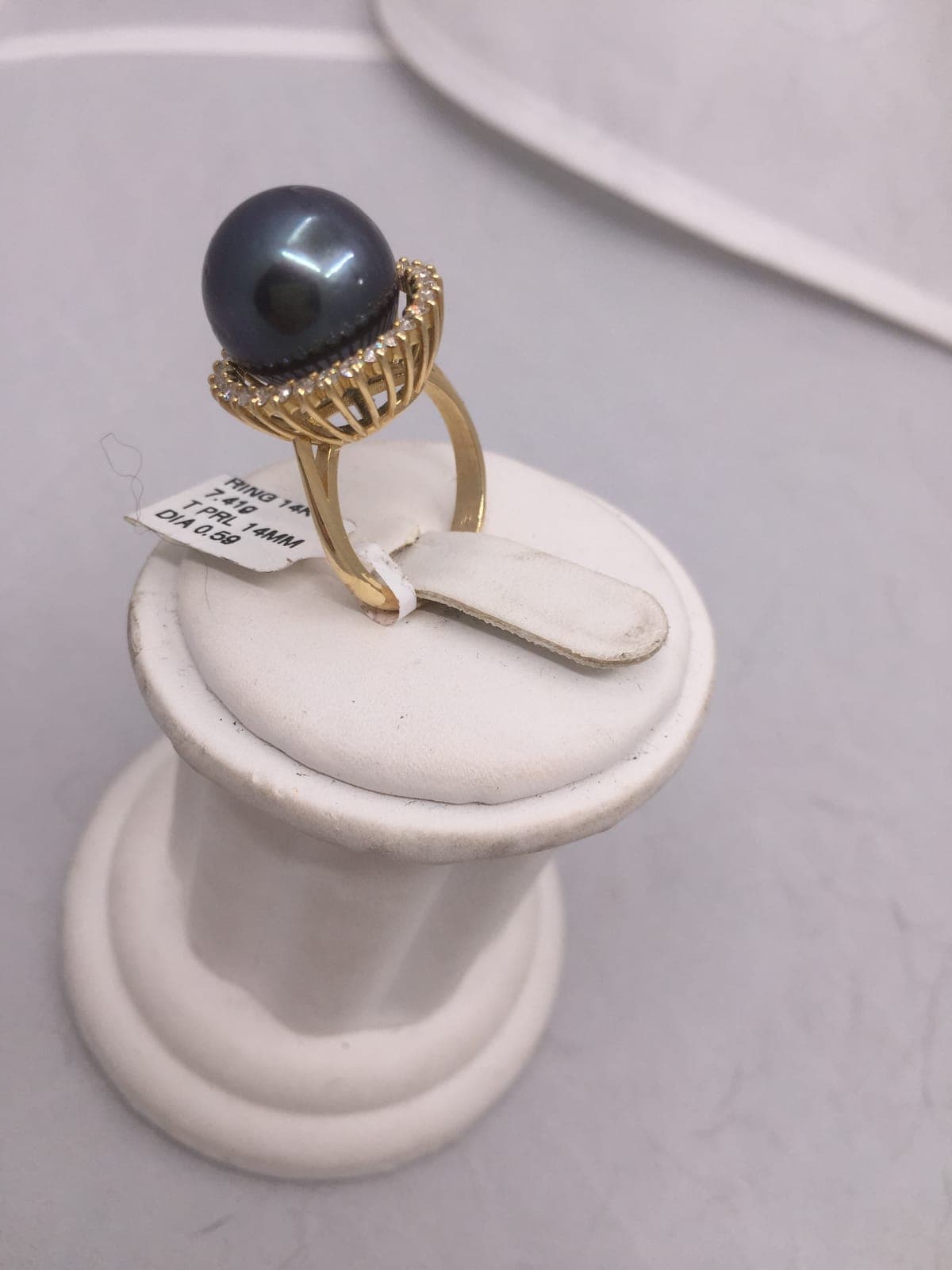 14K Gold Tahitian Pearl Cage Ring
