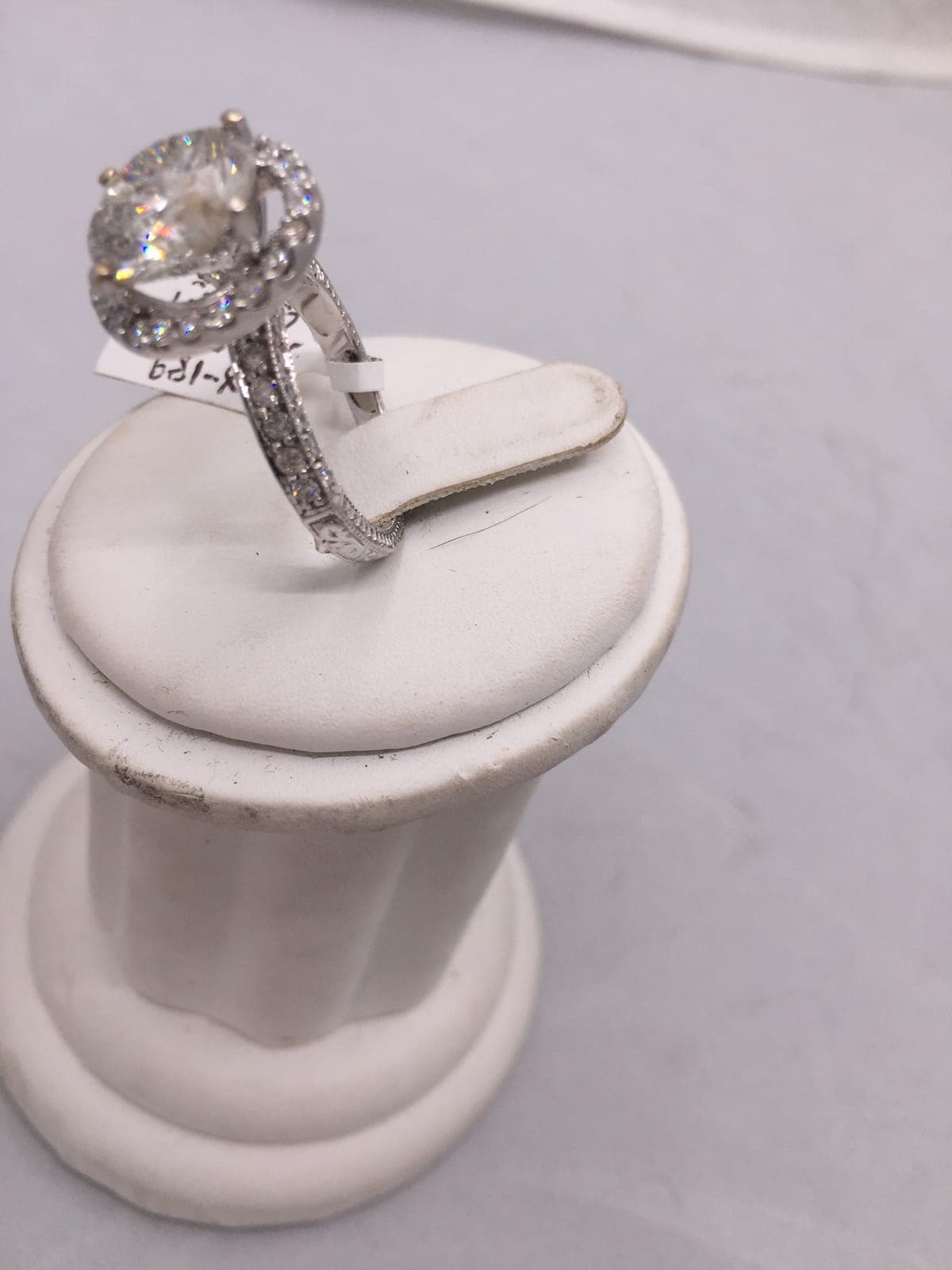 Diamond Halo Ring with Engraved Band