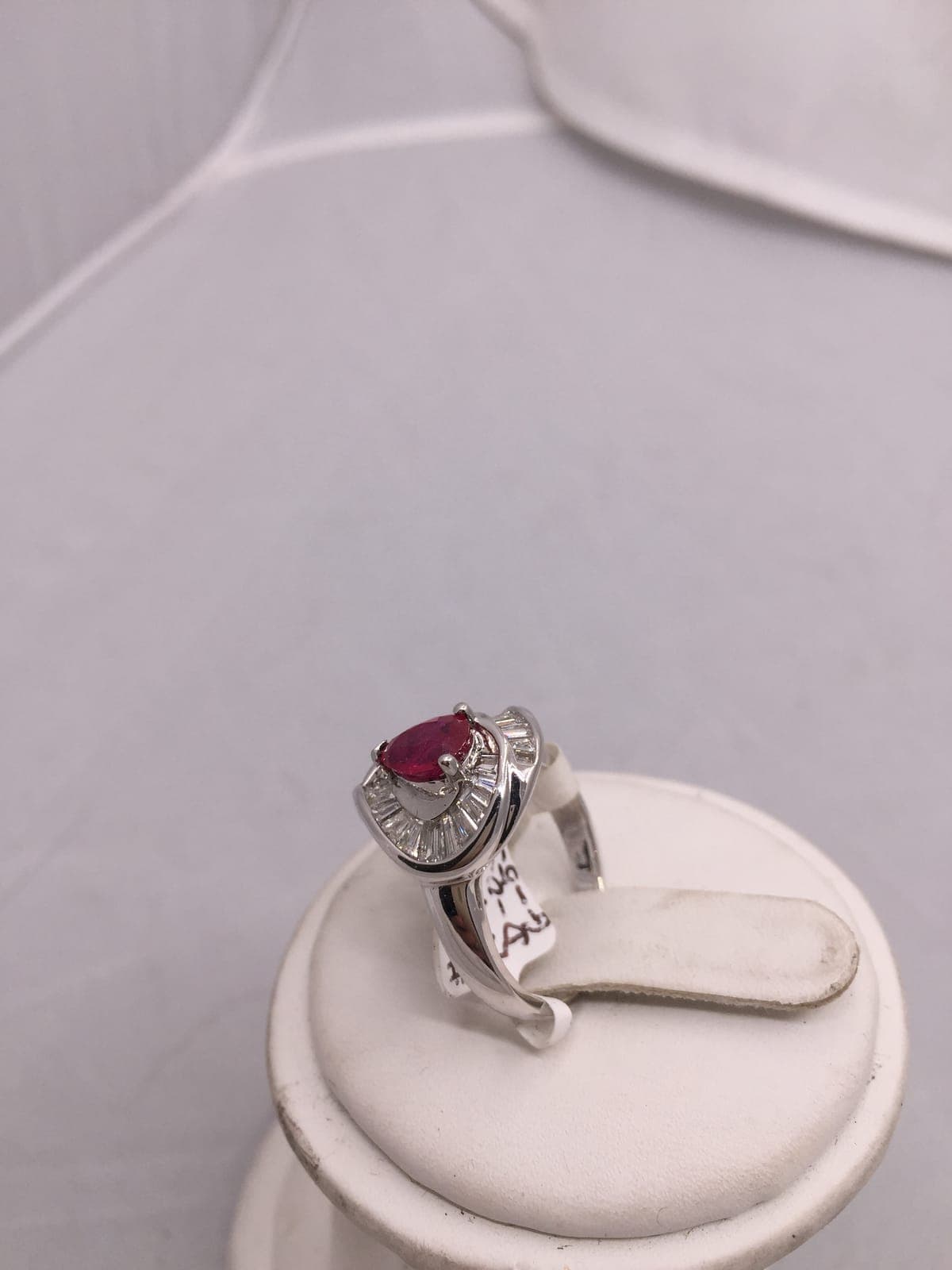 Pear Ruby & Asymmetric Baguette Diamond Ring