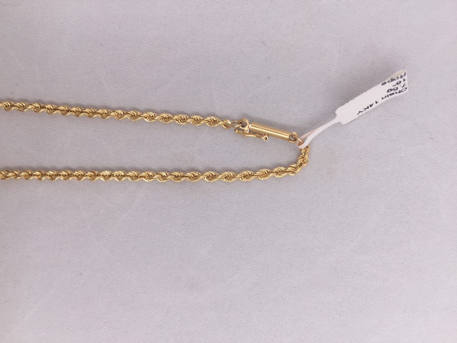 14K Yellow Gold Rope Chain Necklace — 16 inch
